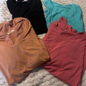 Zenana Outfitters Long Sleeve Tops in Black, Teal, Tan, and Pink